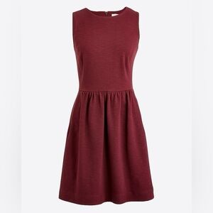 J. Crew Sleeveless Ponte Daybreak Burgundy Cotton Fit Flare Dress - XS